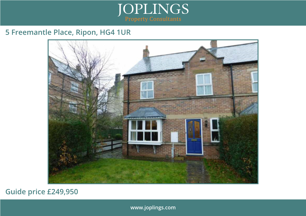 5 Freemantle Place, Ripon, HG4 1UR Guide Price £249,950