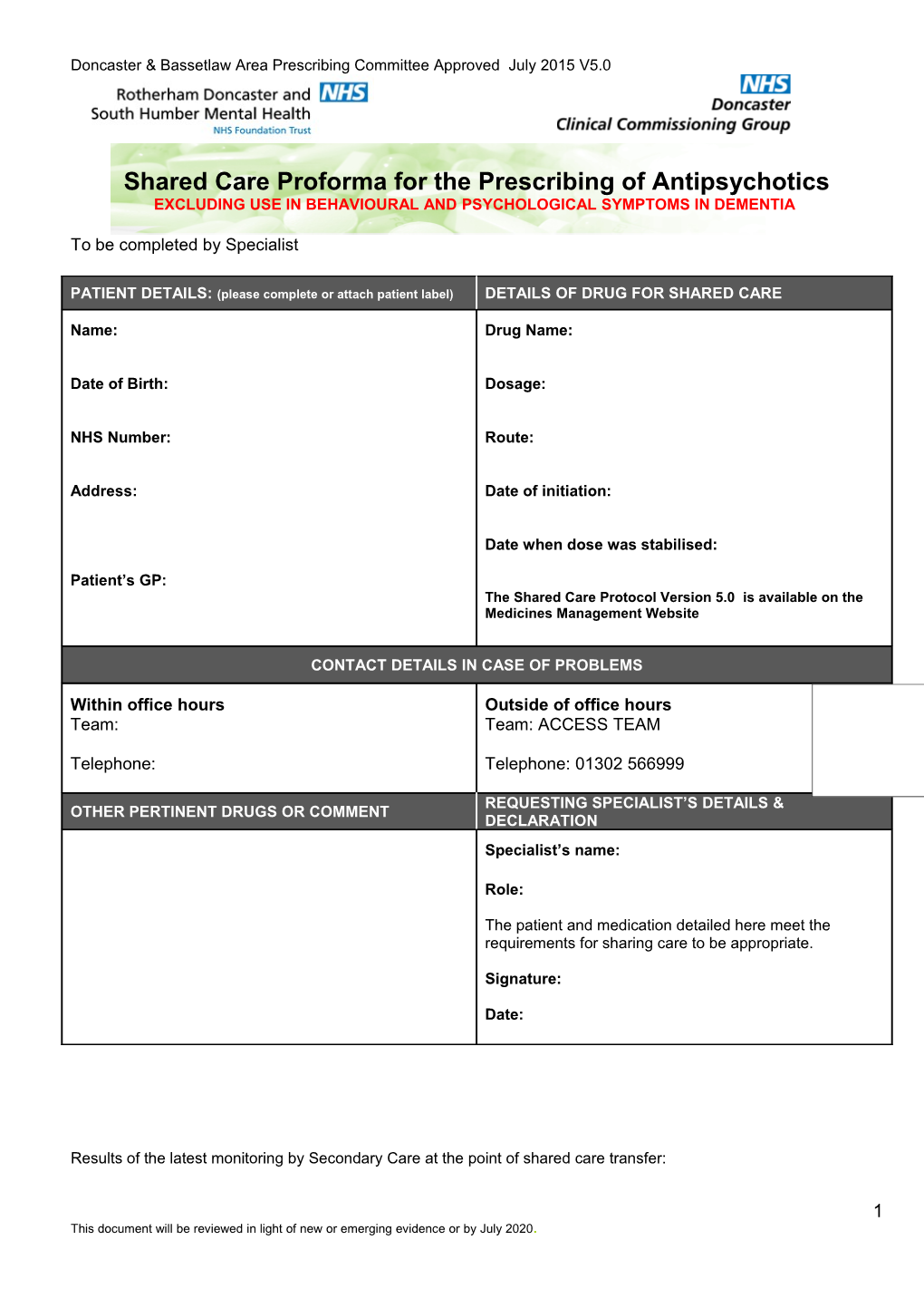 Doncaster Area Prescribing Committee s1