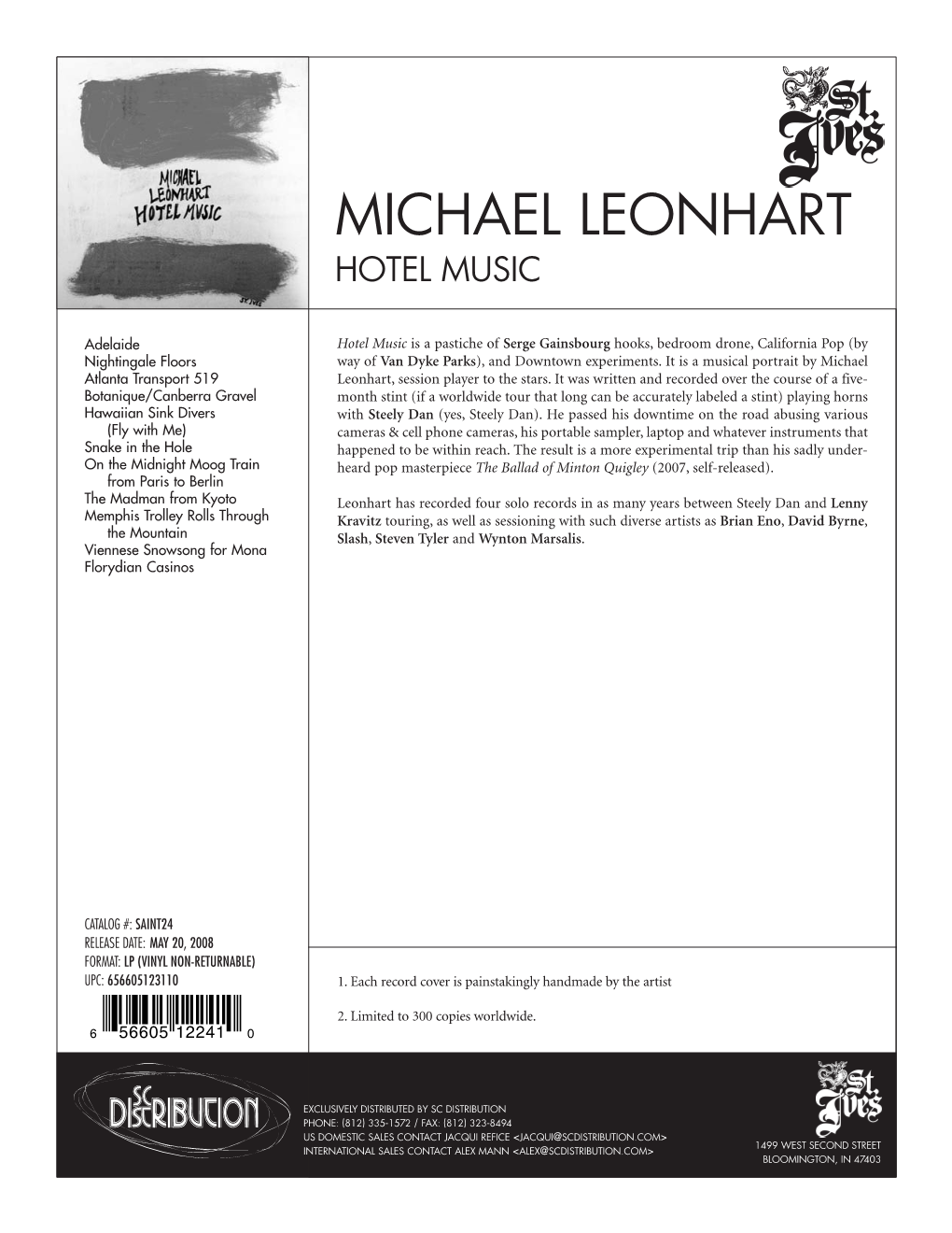 Michael Leonhart Hotel Music