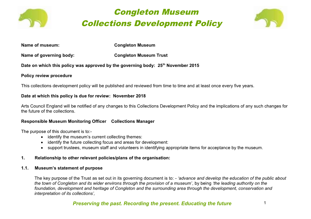 Name of Museum: Congleton Museum