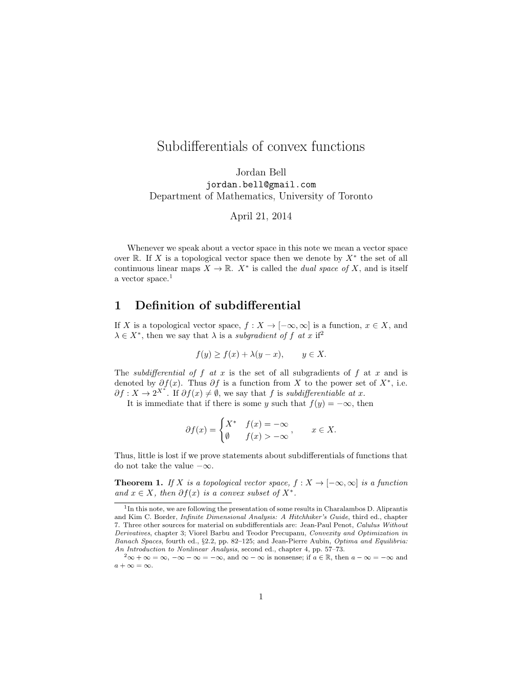 Subdifferentials of Convex Functions