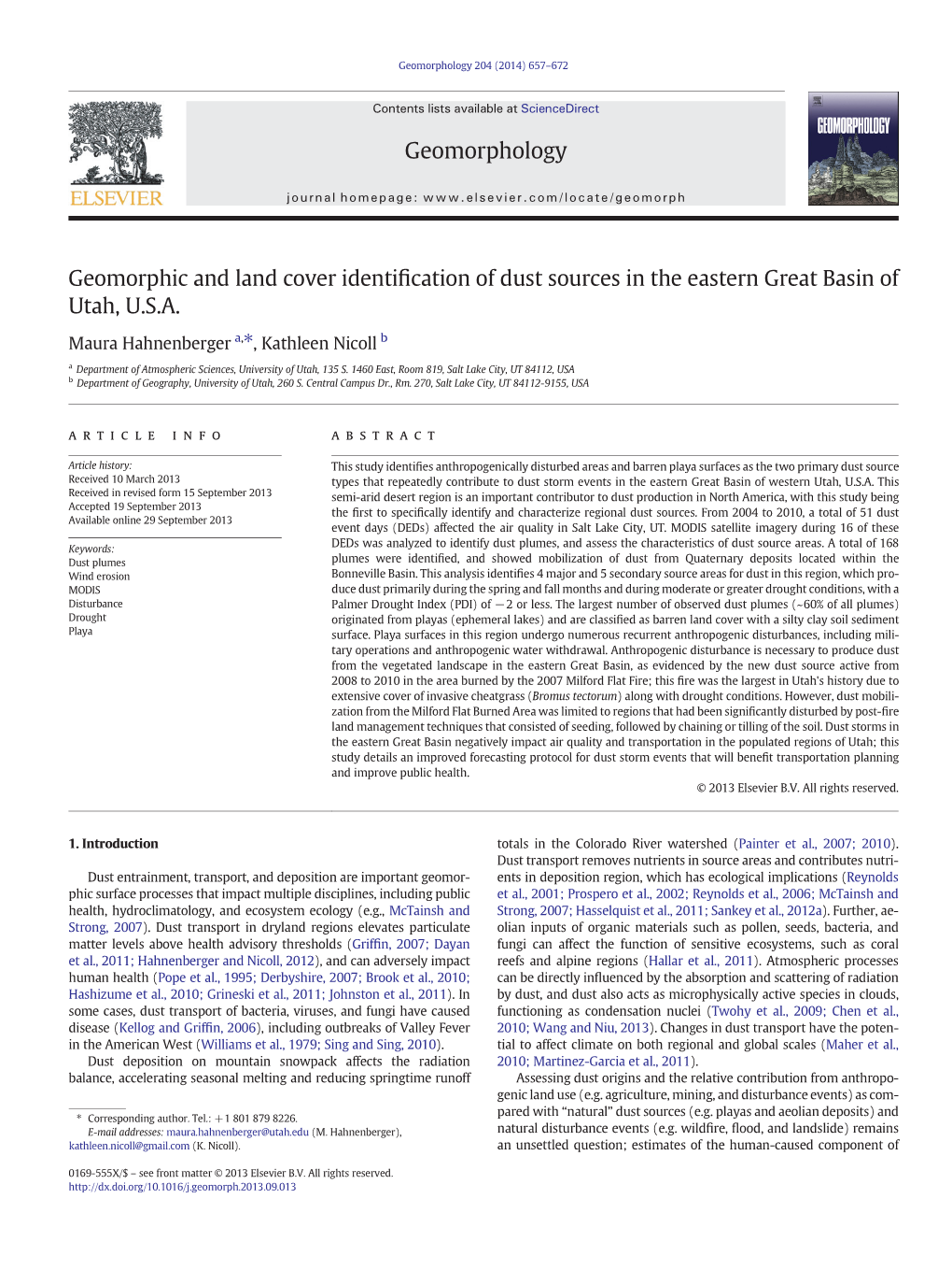 Geomorphic and Land Cover Identification of Dust Sources in The