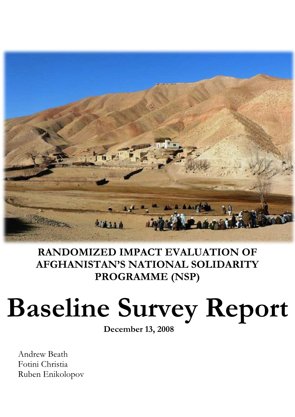 Baseline Survey Report December 13, 2008