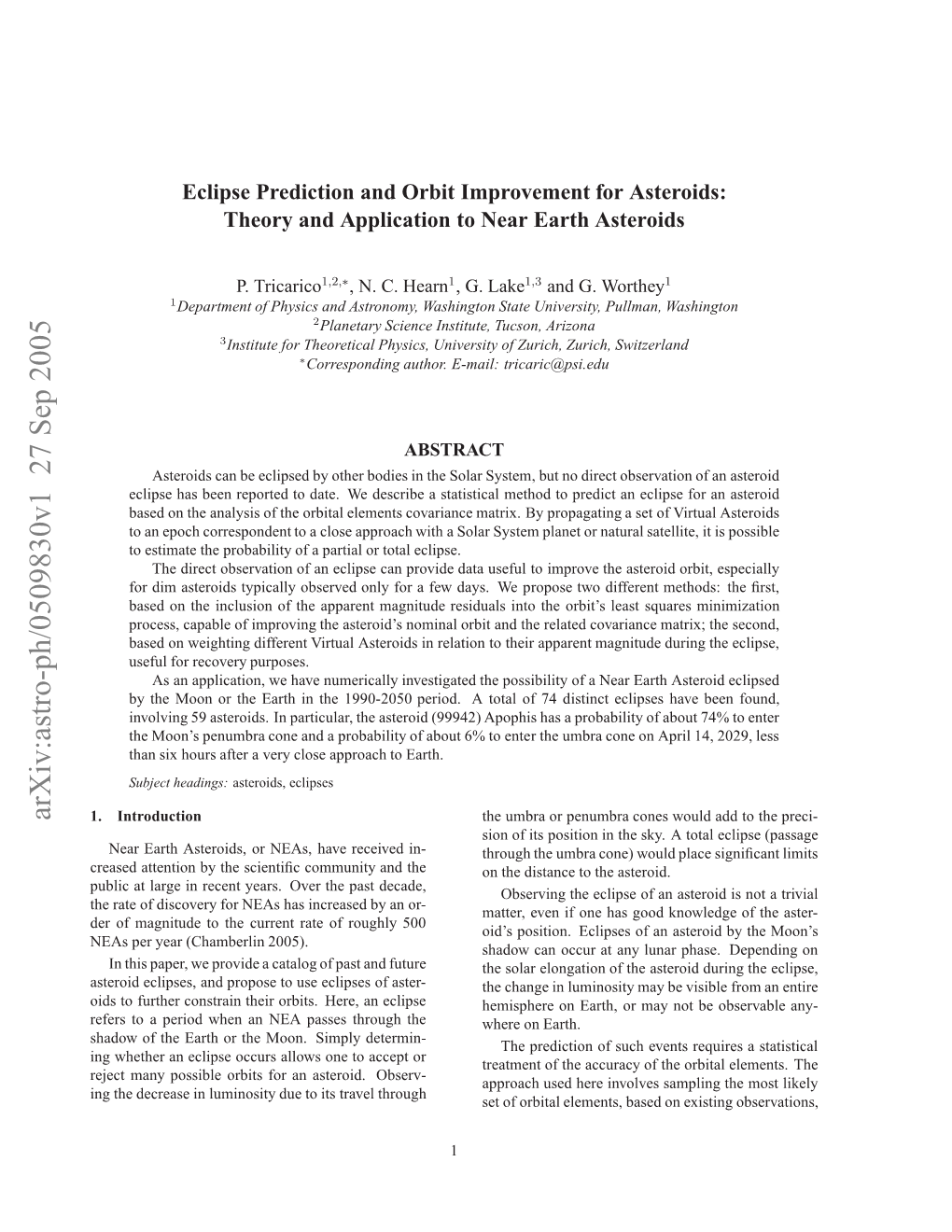 Eclipse Prediction and Orbit Improvement for Asteroids: Theory and Application to Near Earth Asteroids