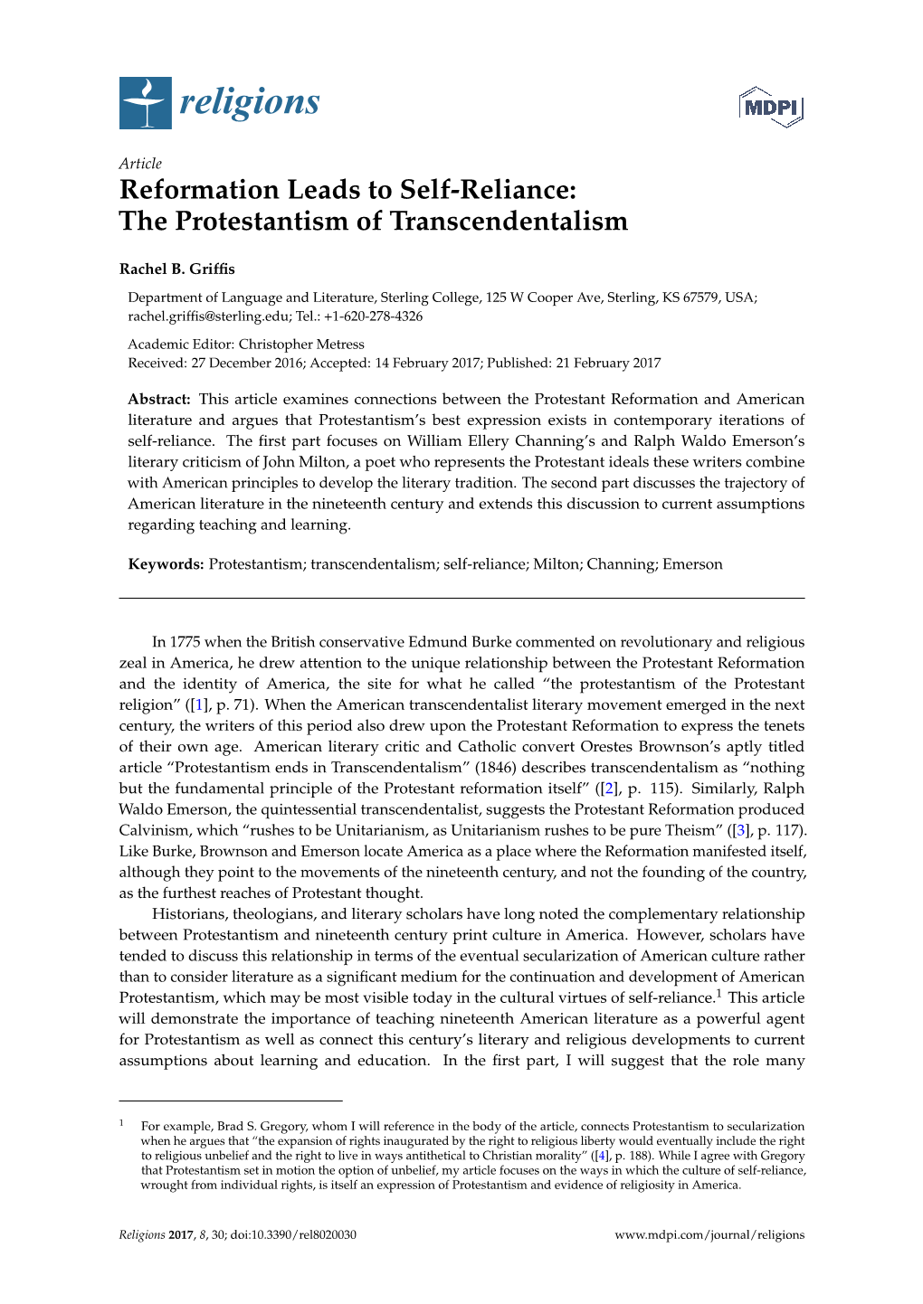 The Protestantism of Transcendentalism