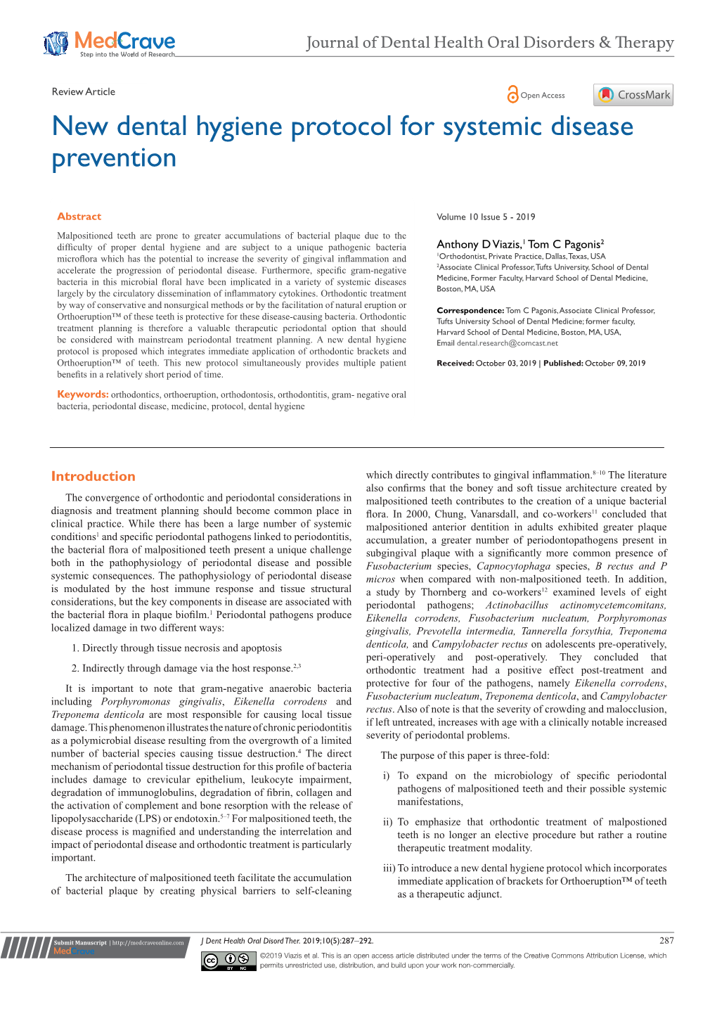 New Dental Hygiene Protocol for Systemic Disease Prevention;