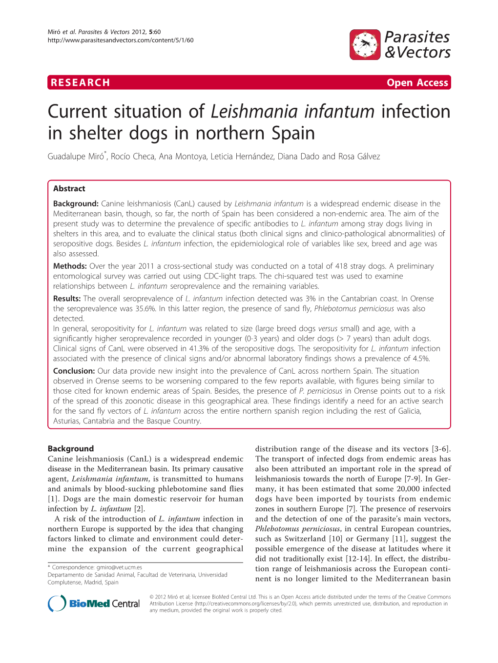 Current Situation of Leishmania Infantum Infection in Shelter Dogs In