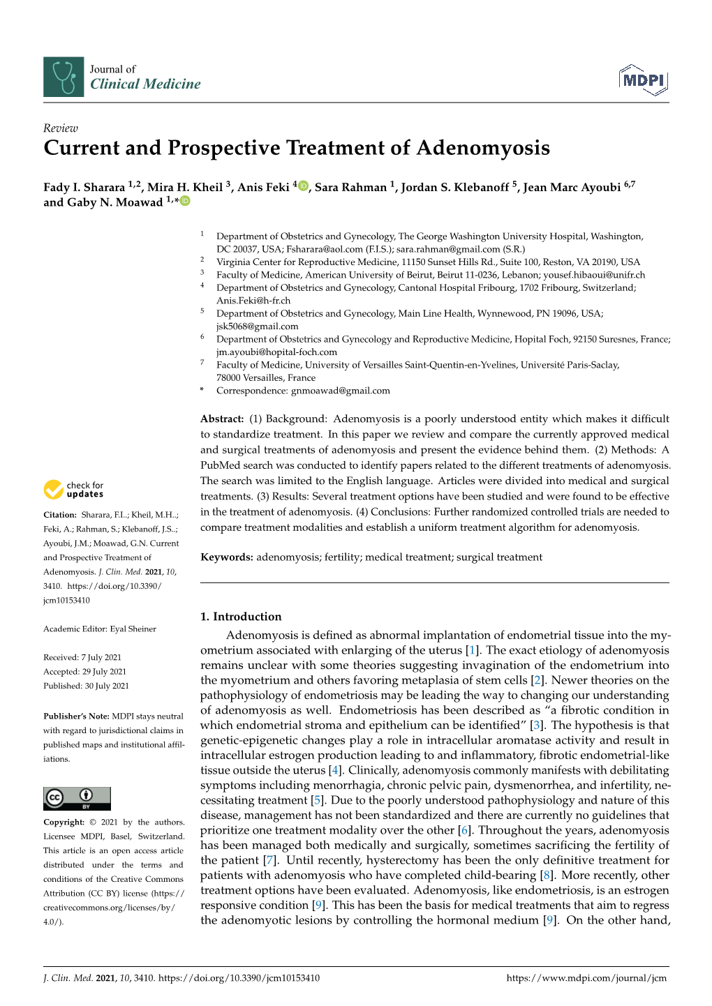 Current and Prospective Treatment of Adenomyosis