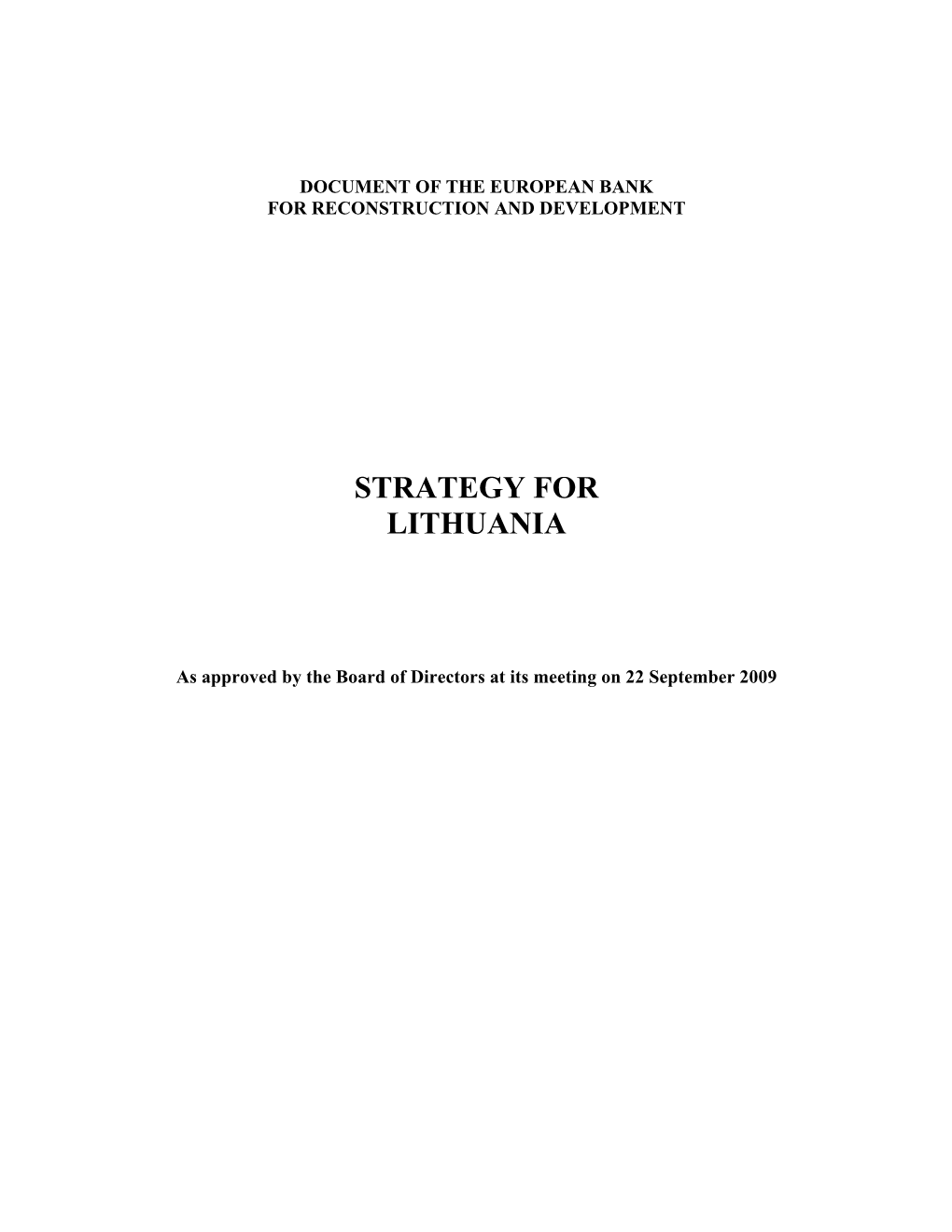 EBRD Strategy for Lithuania 2009