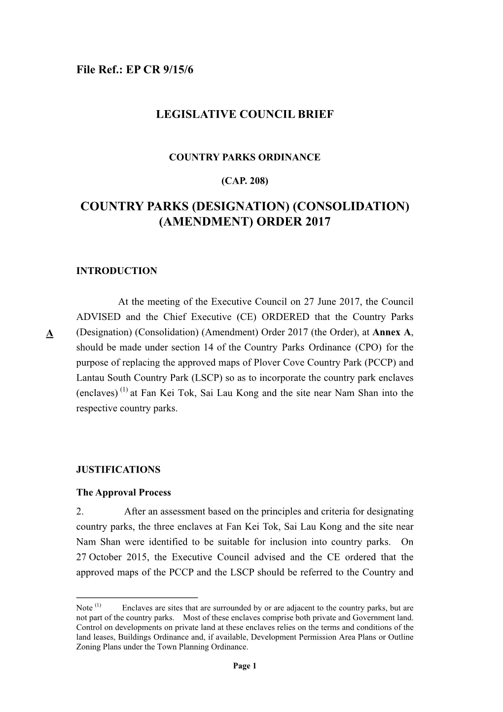 Country Parks (Designation) (Consolidation) (Amendment) Order 2017