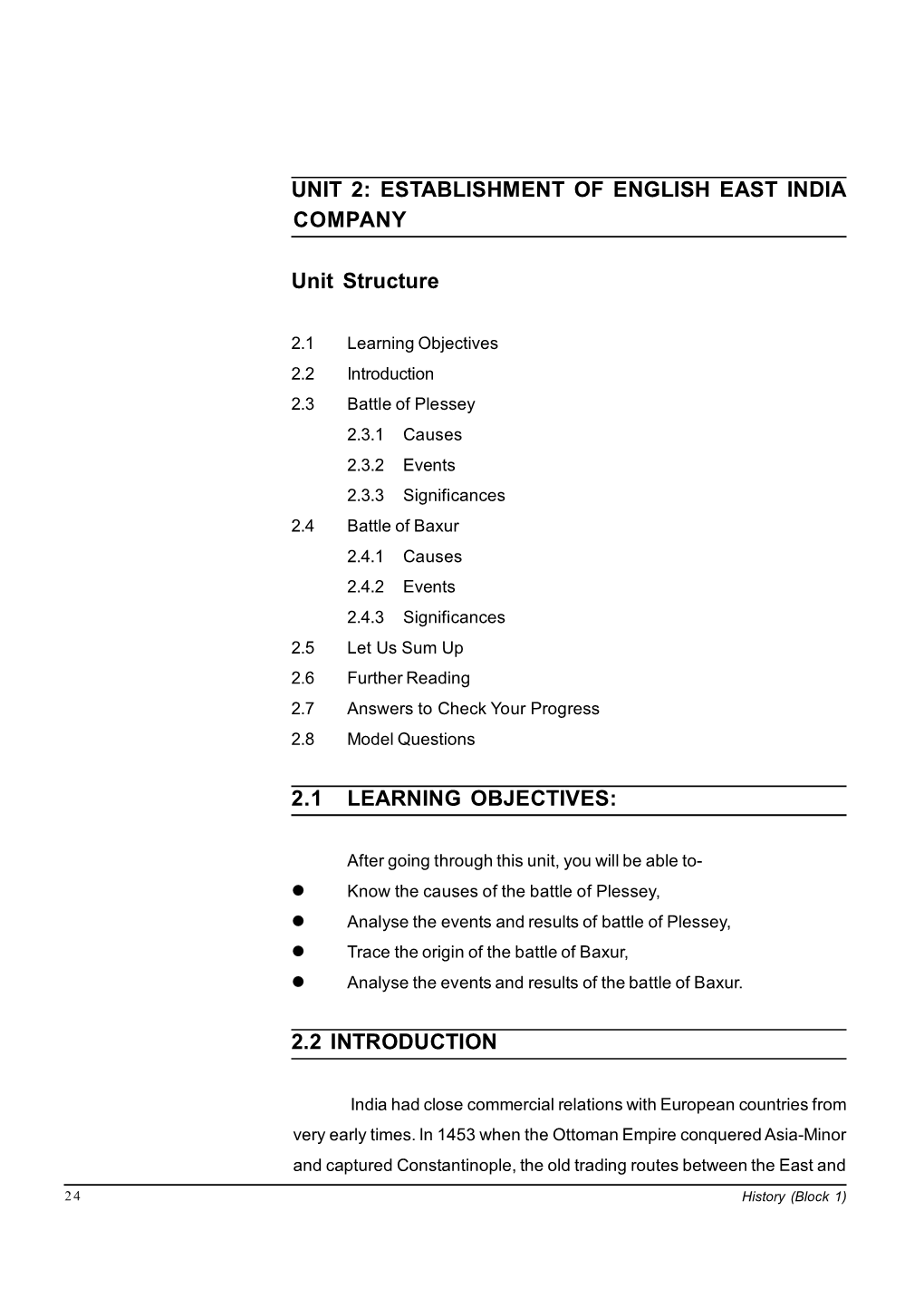 ESTABLISHMENT of ENGLISH EAST INDIA COMPANY Unit Structure