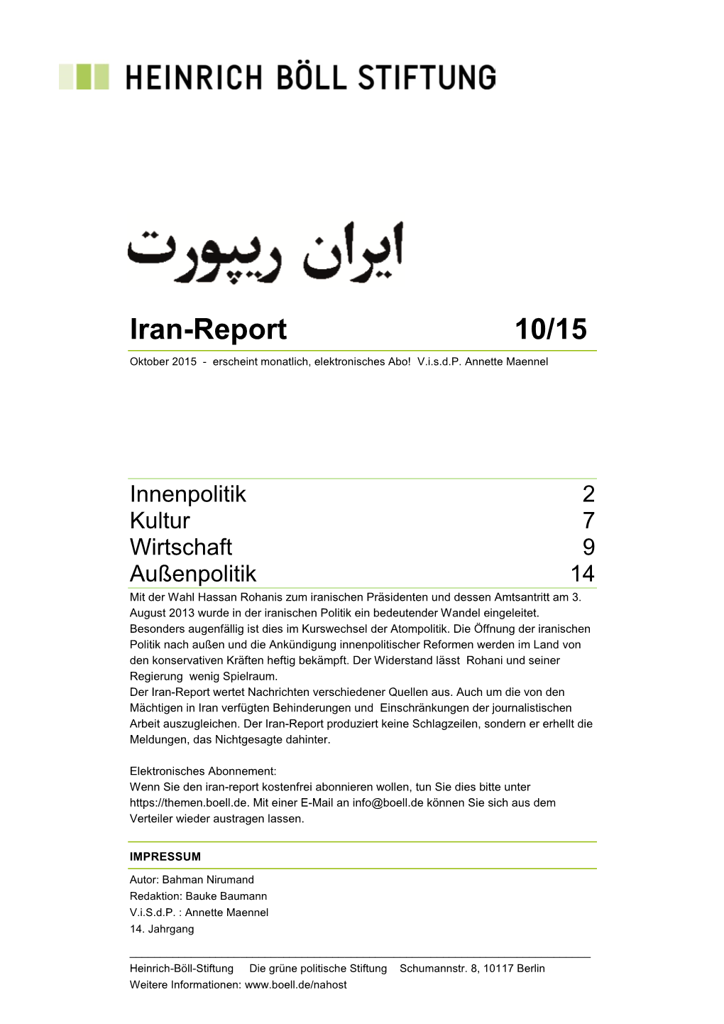 Iran-Report 10/15