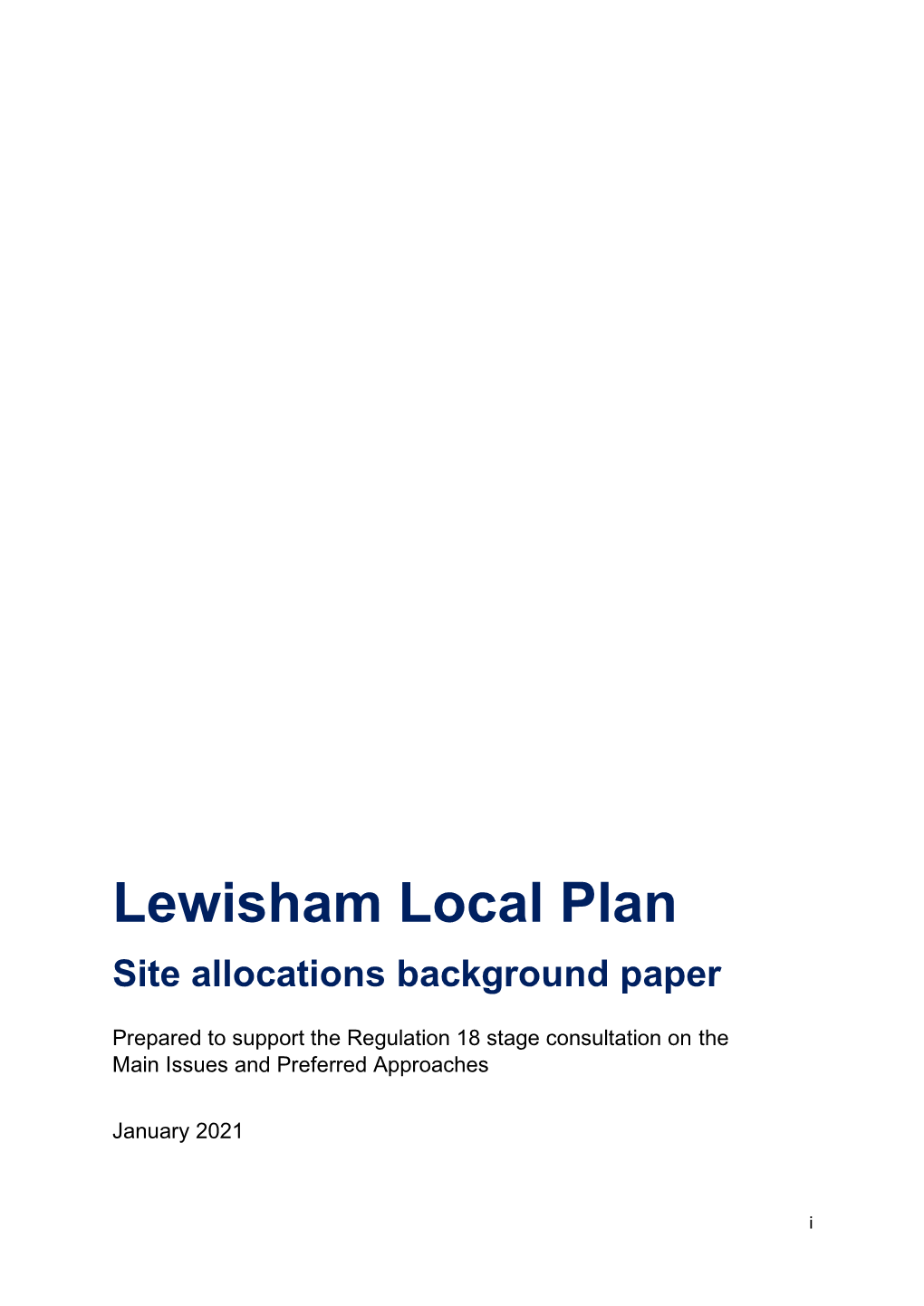 Lewisham Local Plan Site Allocations Background Paper