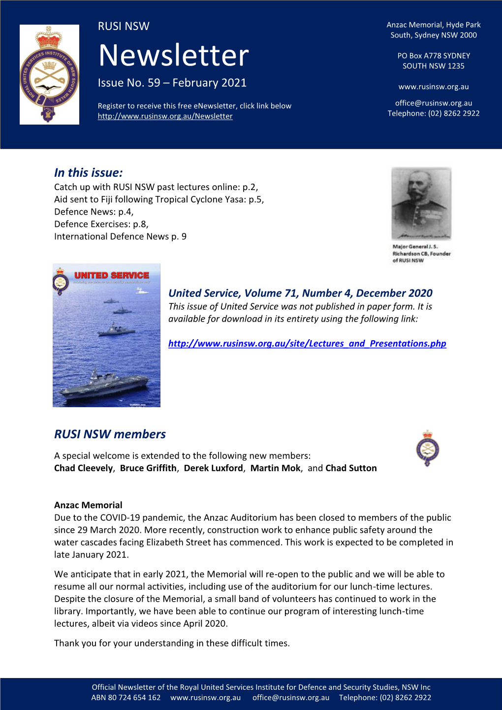 Newsletter SOUTH NSW 1235