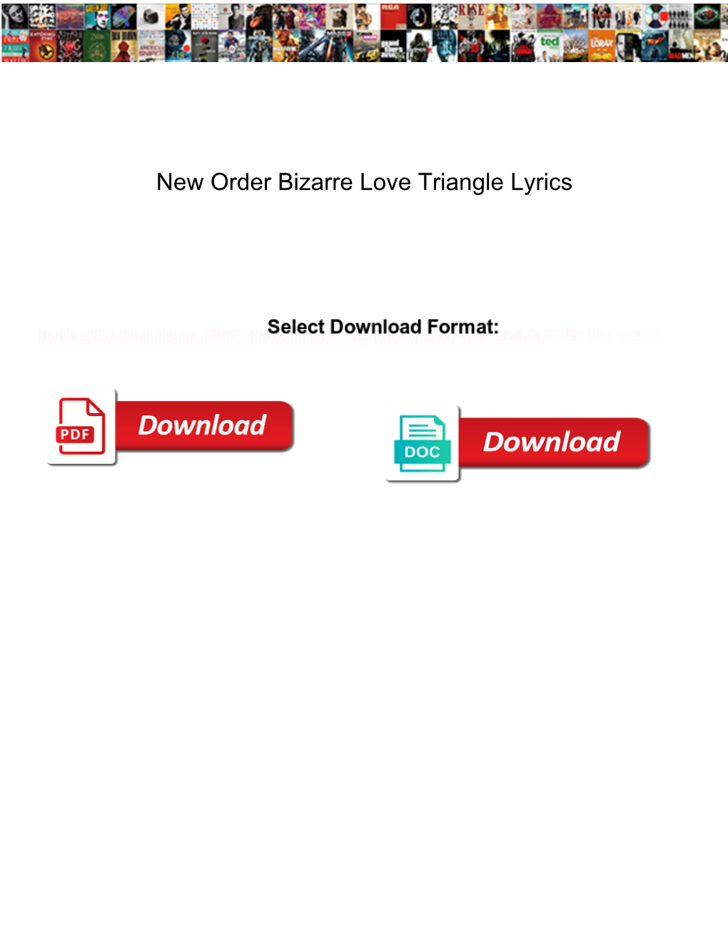 New Order Bizarre Love Triangle Lyrics