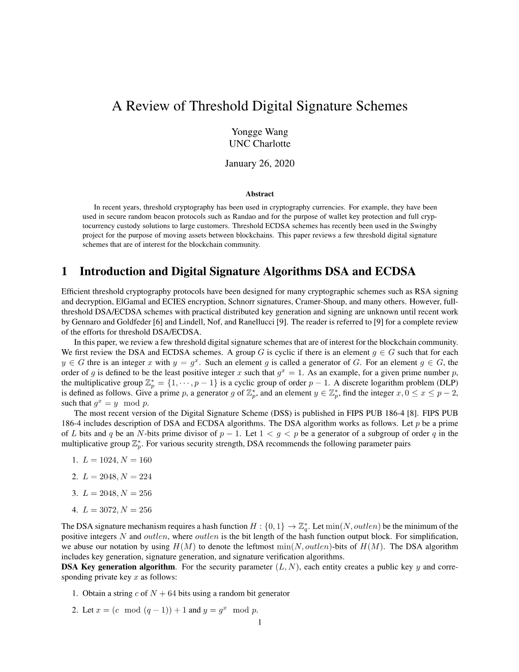 A Review of Threshold Digital Signature Schemes