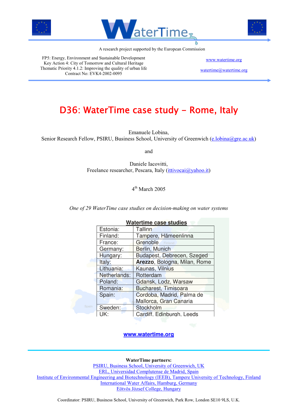 D36: Watertim E Case Study - Rom E, Italy