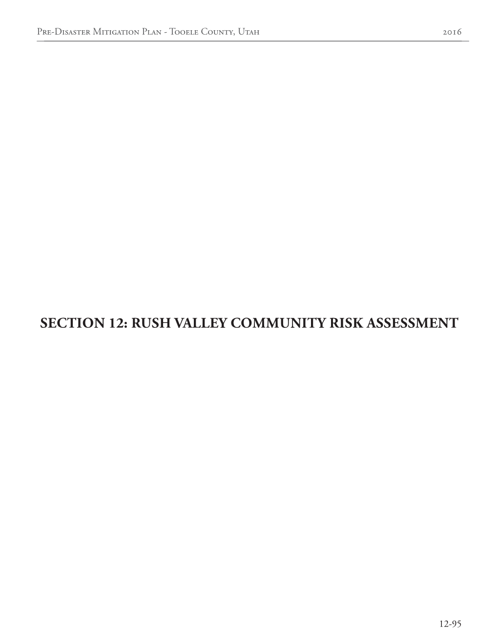 Rush Valley Community Risk Assessment