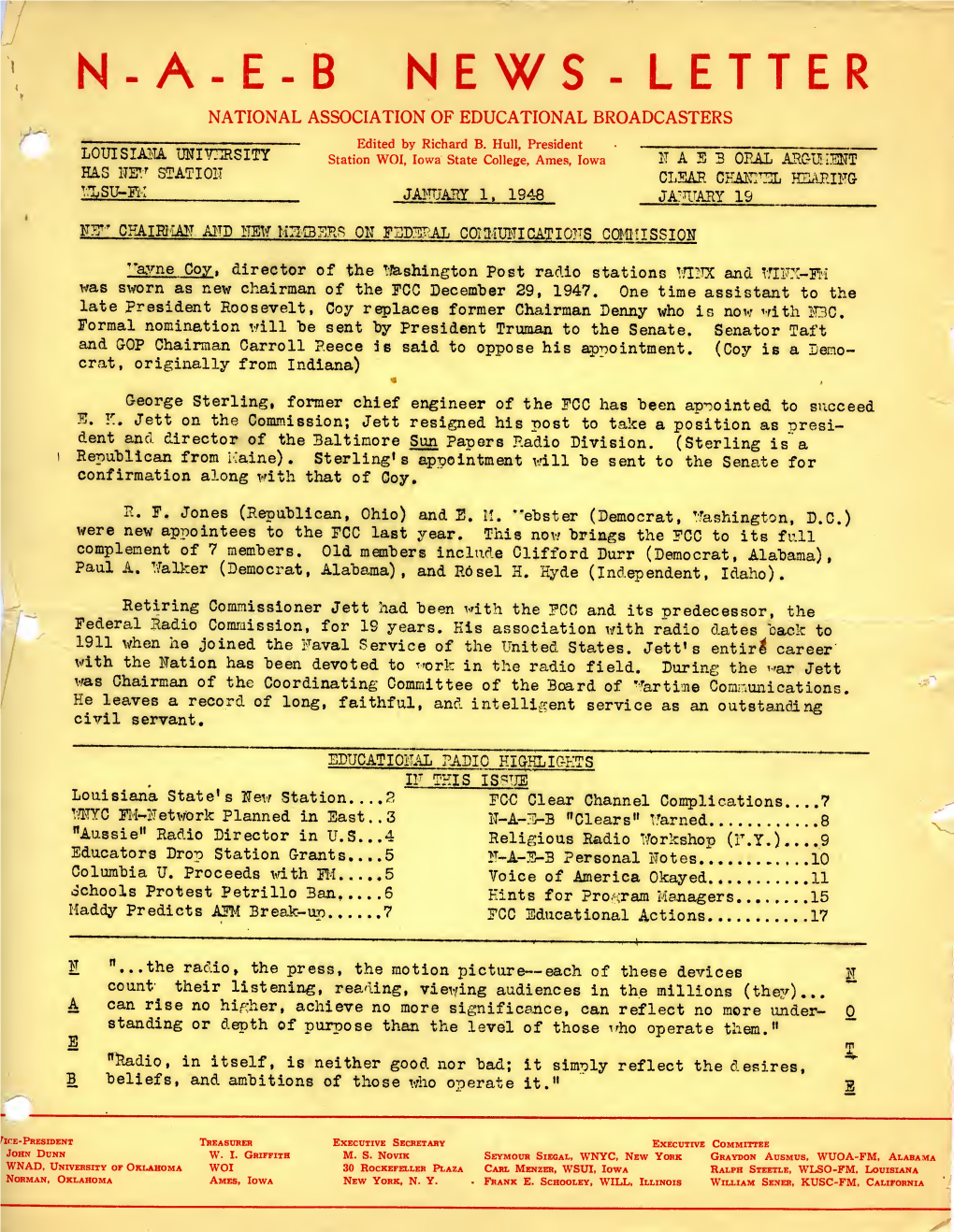 NAEB Newsletter (January 01, 1948)