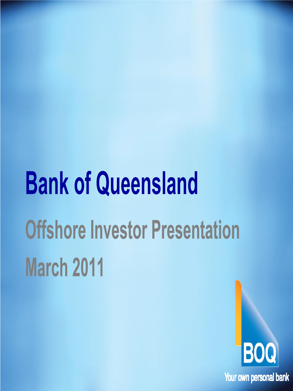 Offshore Investor Presentation March 2011 Agenda