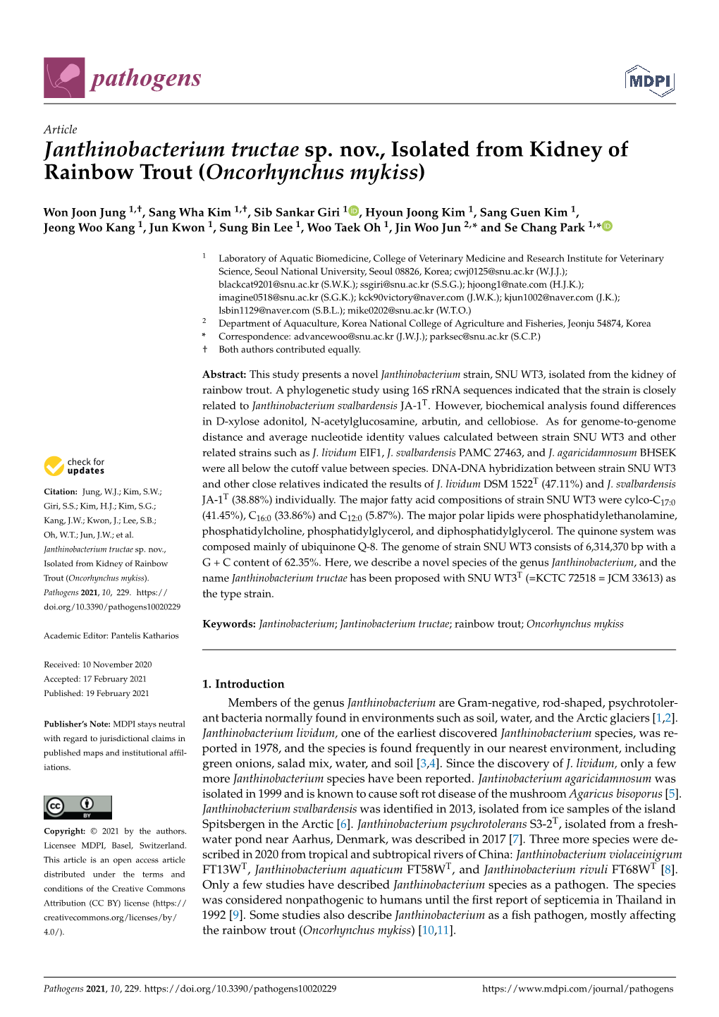 Janthinobacterium Tructae Sp. Nov., Isolated from Kidney of Rainbow Trout (Oncorhynchus Mykiss)