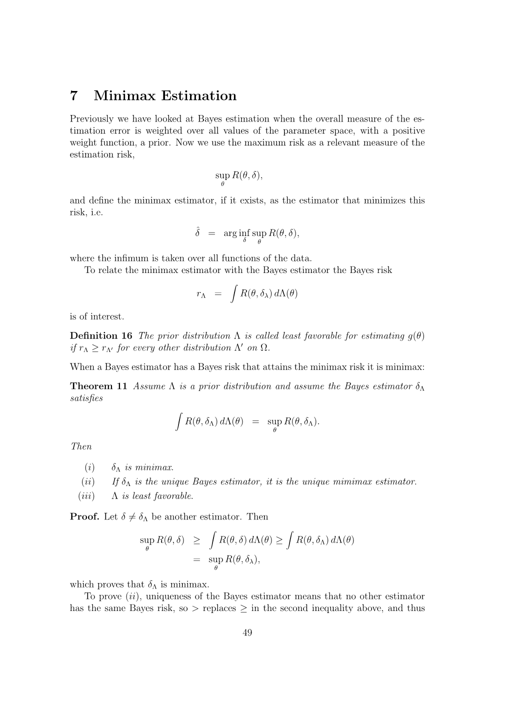 7 Minimax Estimation