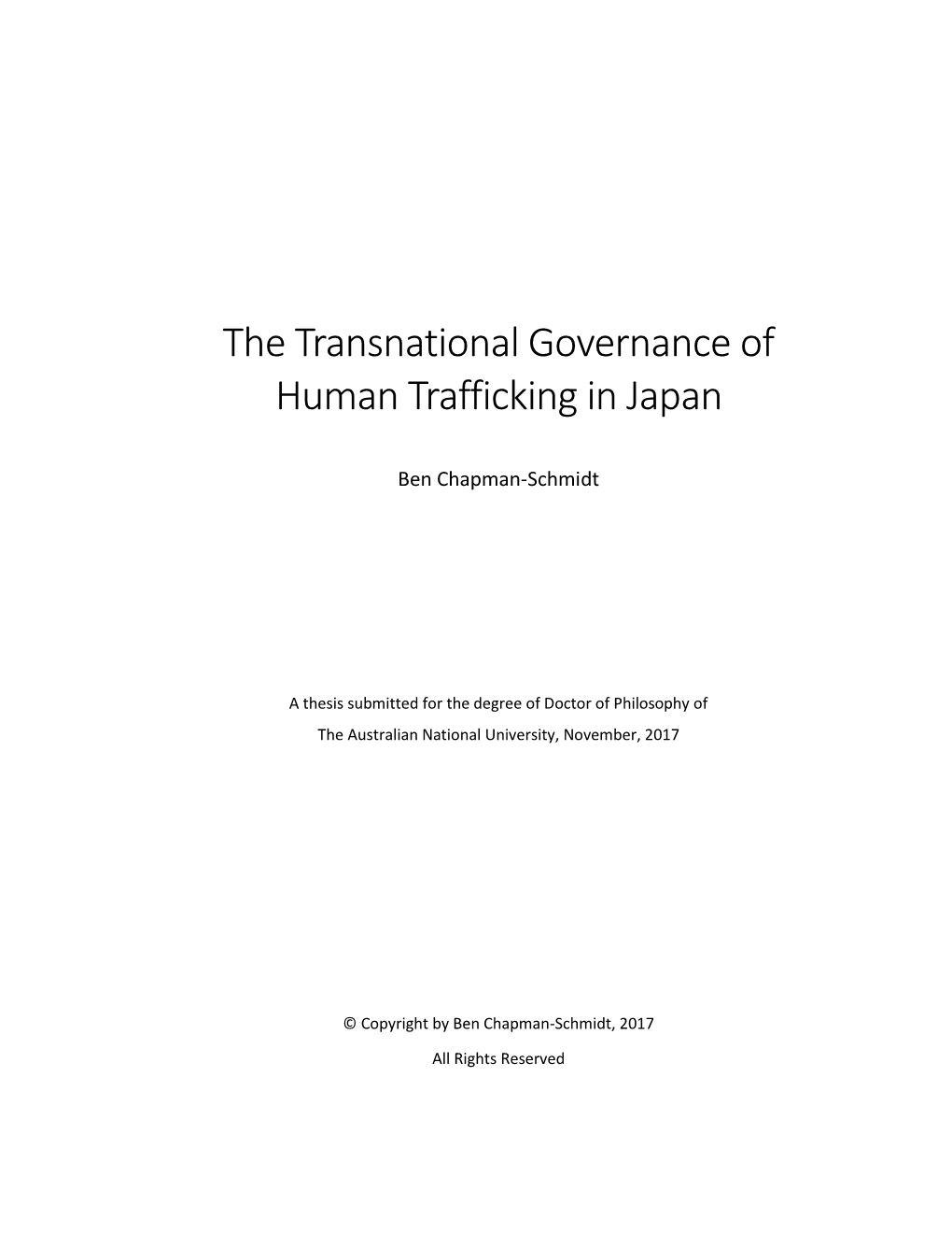 The Transnational Governance of Human Trafficking in Japan