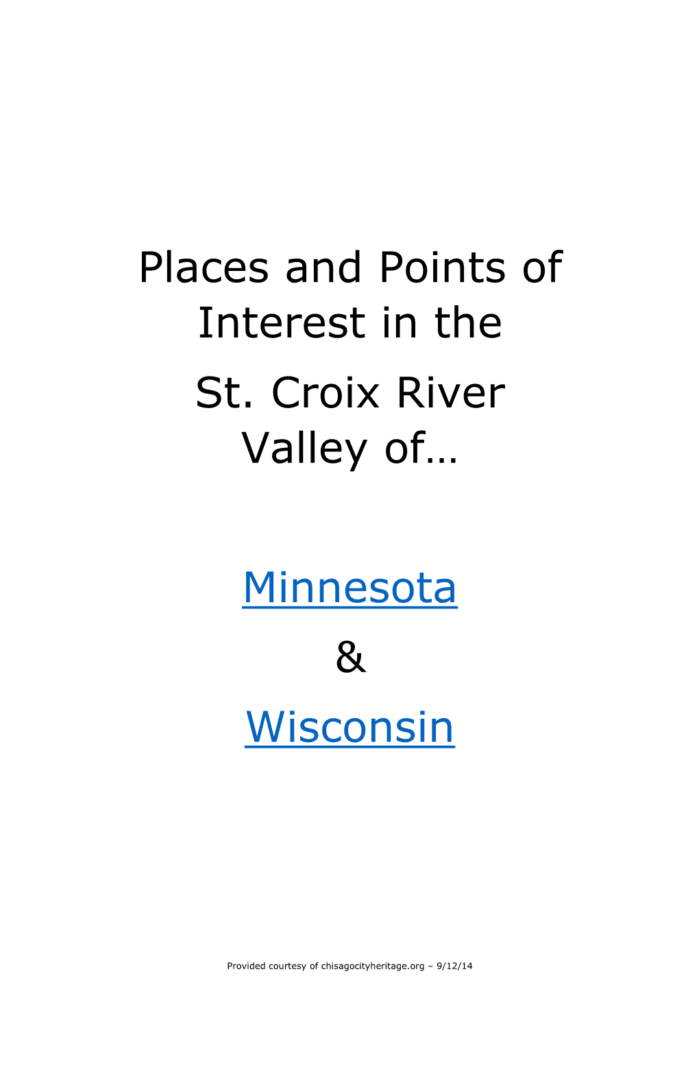 Places and Points of Interest in the St. Croix River Valley Of…