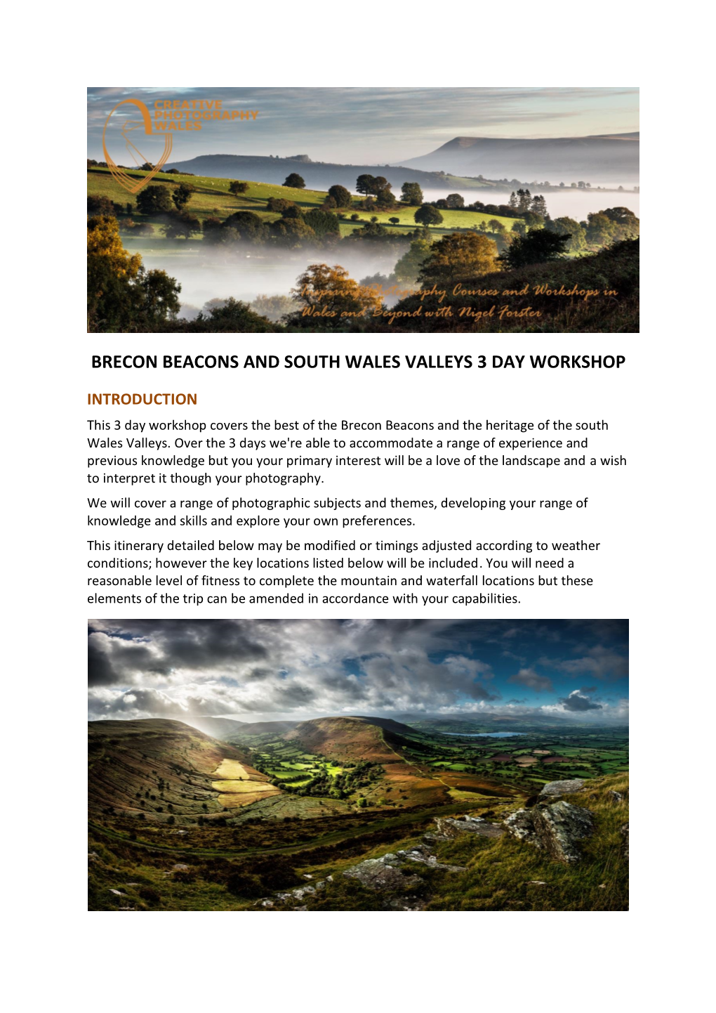 Brecon Beacons and South Wales Valleys 3 Day Workshop