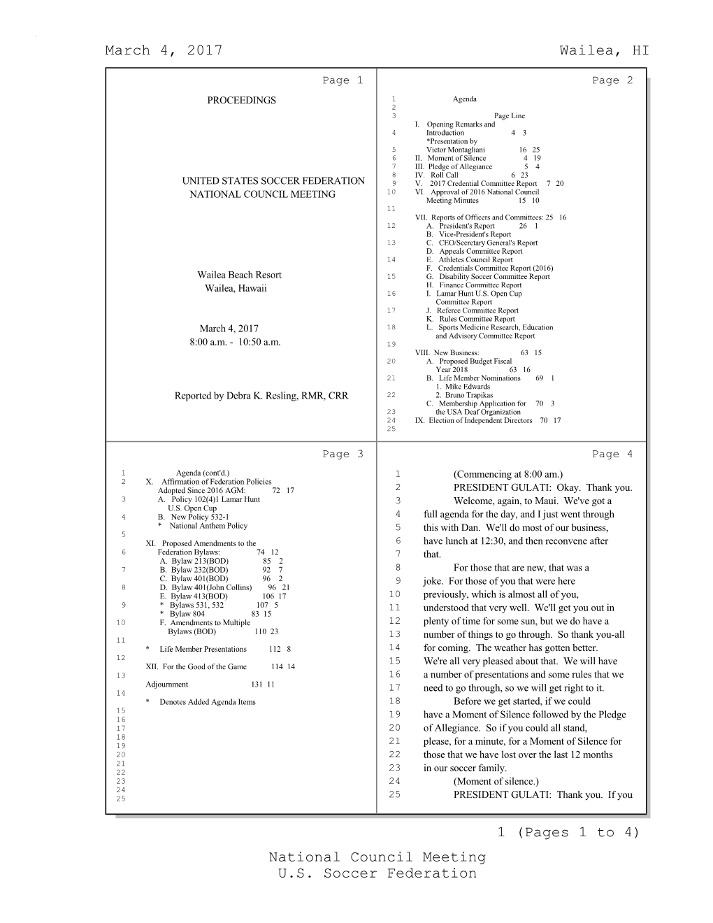 March 4, 2017 Wailea, HI U.S. Soccer Federation National Council