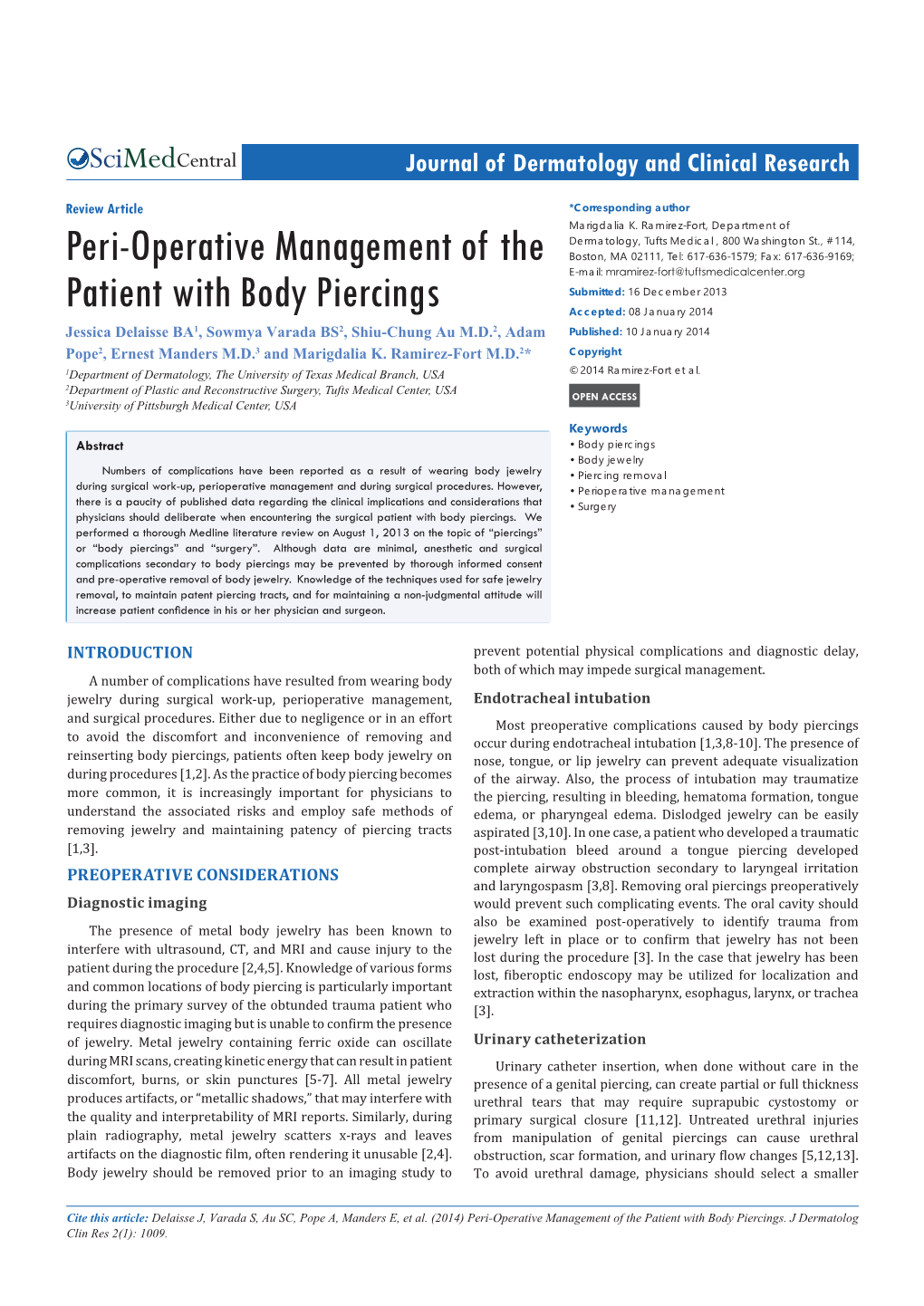 Peri-Operative Management of the Patient with Body Piercings