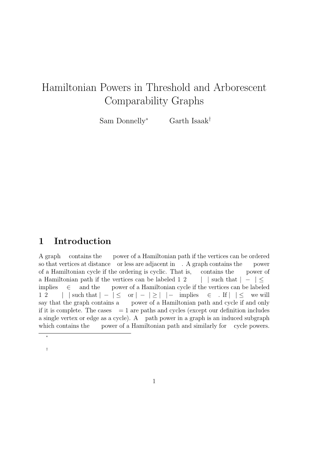 Hamiltonian Powers in Threshold and Arborescent Comparability Graphs