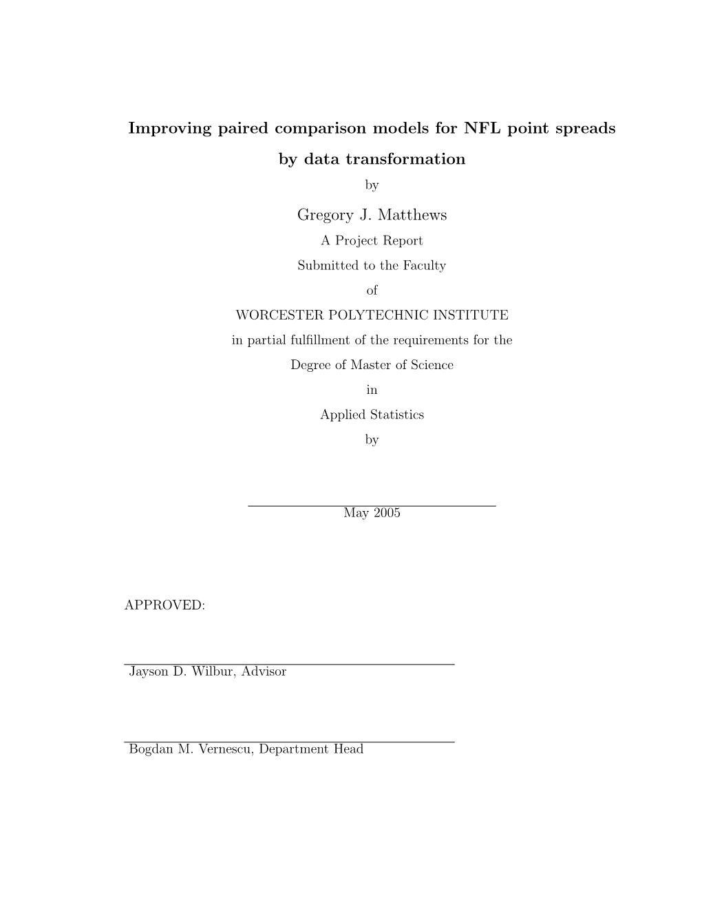 Improving Paired Comparison Models for NFL Point Spreads by Data Transformation by Gregory J