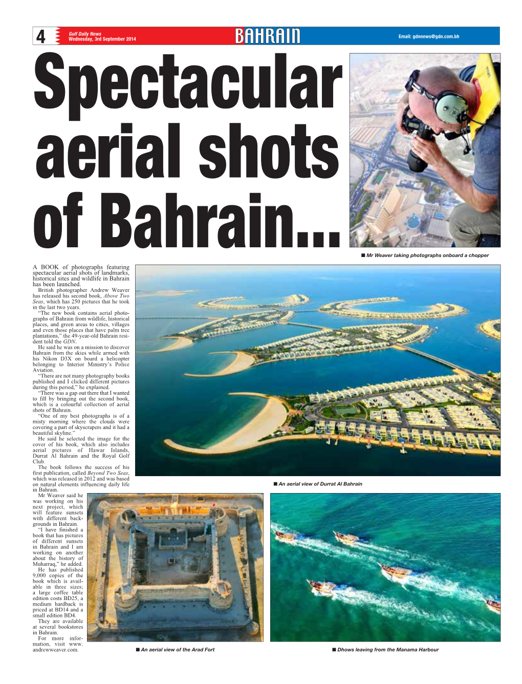 A BOOK of Photographs Featuring Spectacular Aerial Shots of Landmarks, Historical Sites and Wildlife in Bahrain Has Been Launched