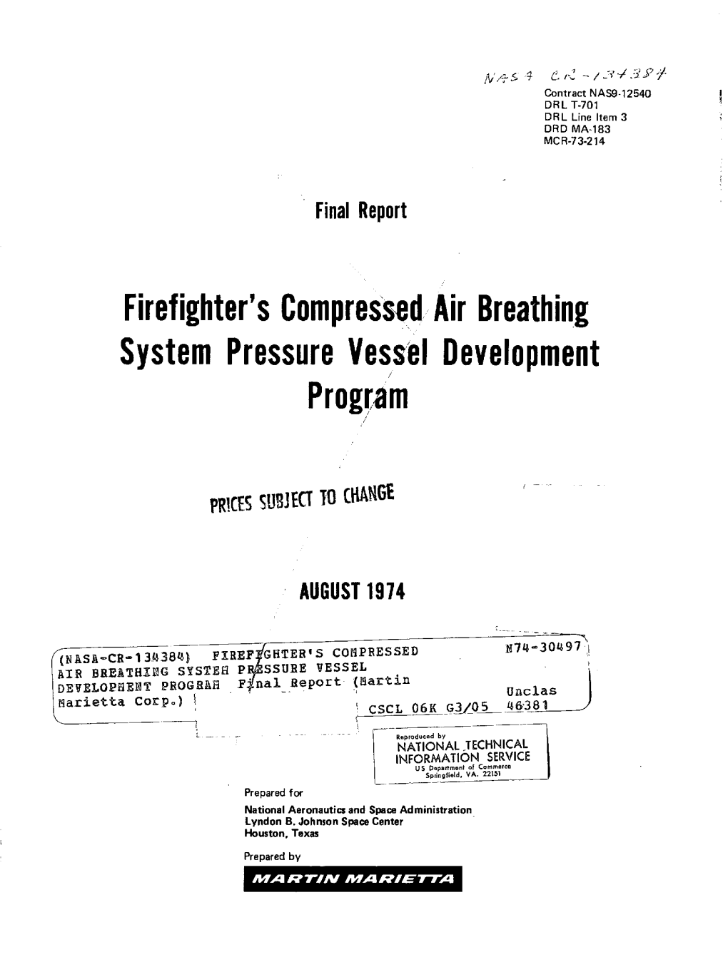 Firefighter's Compressed Air Breathing System Pressure Vessel Development Program