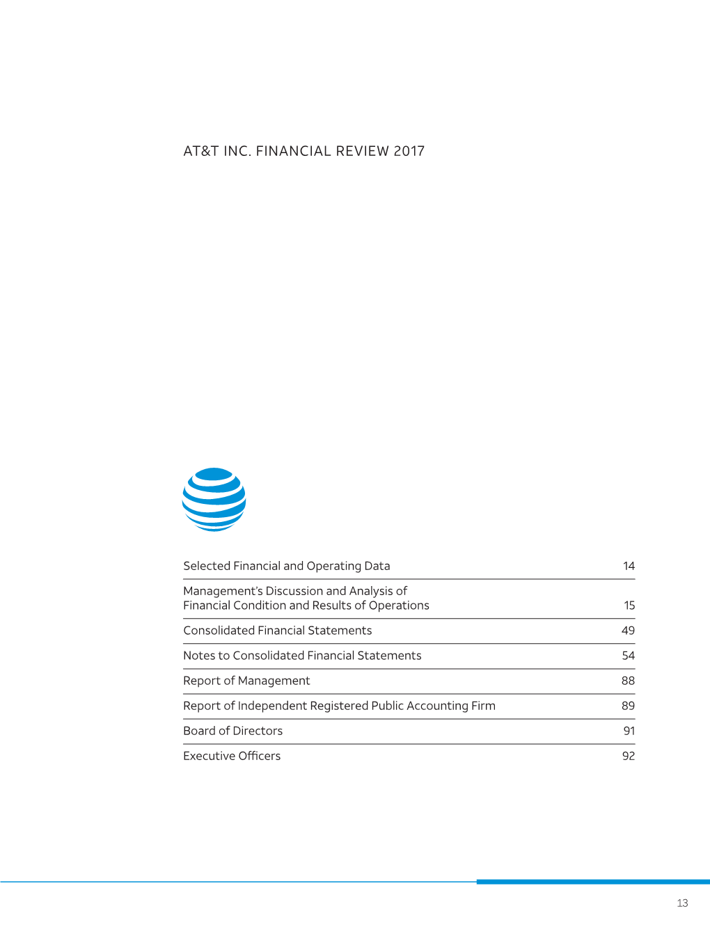 At&T Inc. Financial Review 2017