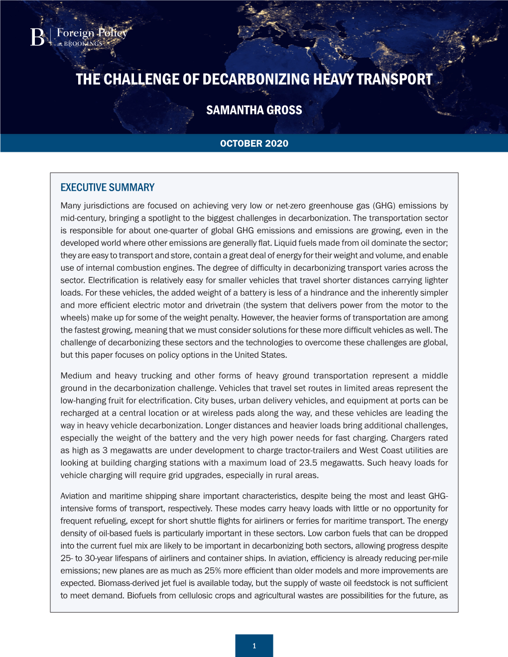 The Challenge of Decarbonizing Heavy Transport