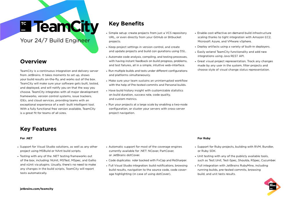 Jetbrains Teamcity Datasheet(416 KB, PDF)