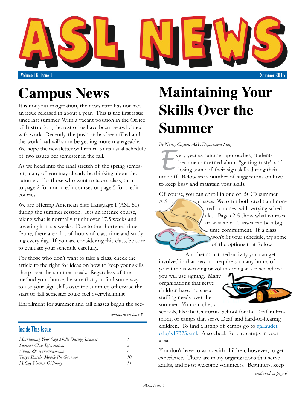 Summer 2012 Issue of ASL News