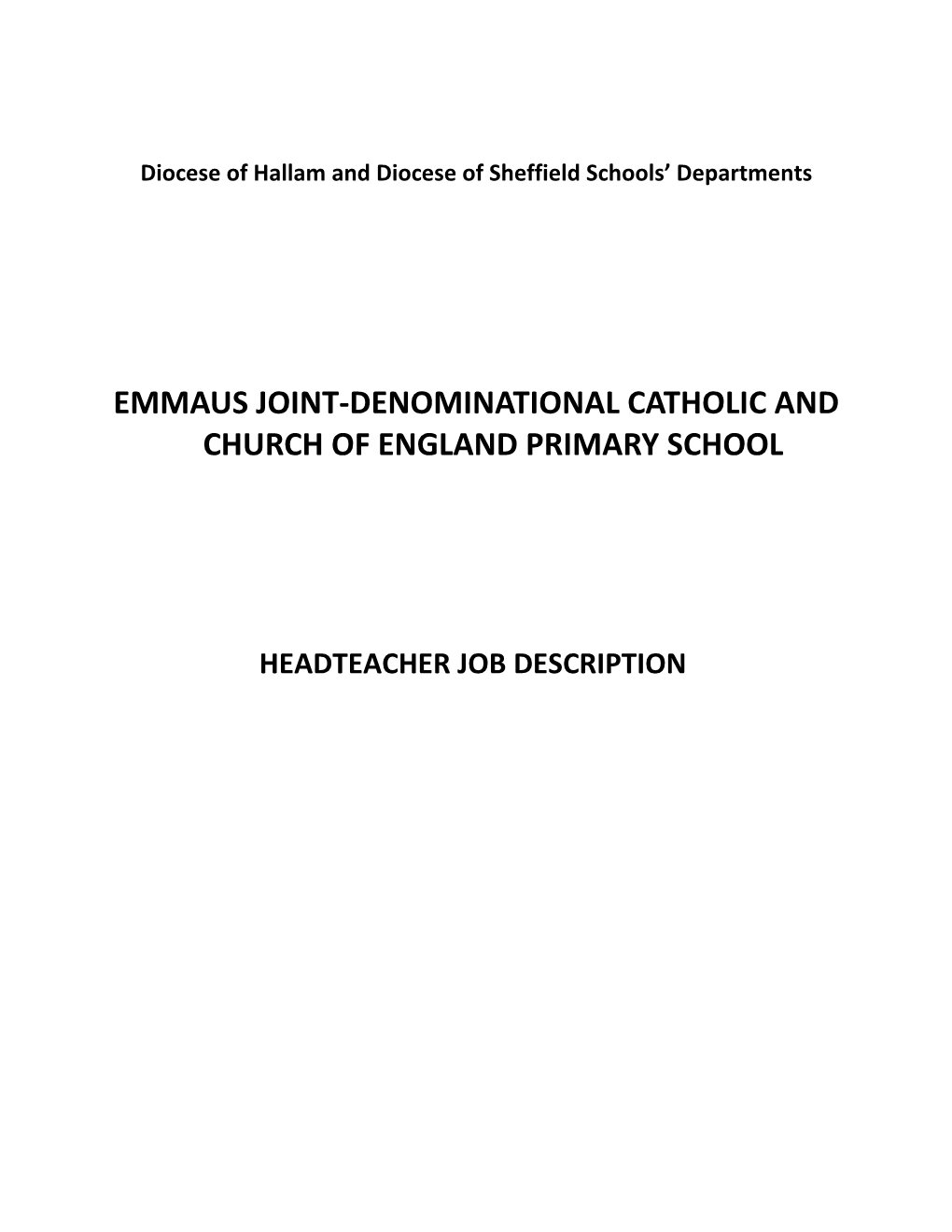 Diocese of Hallam and Diocese of Sheffield Schools Departments