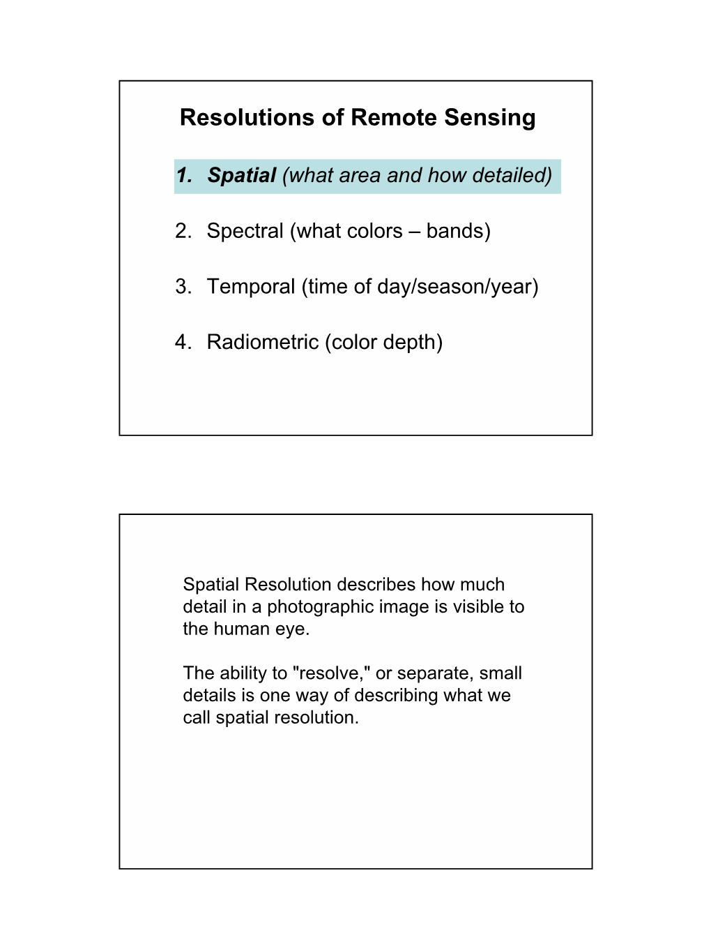 Resolutions of Remote Sensing