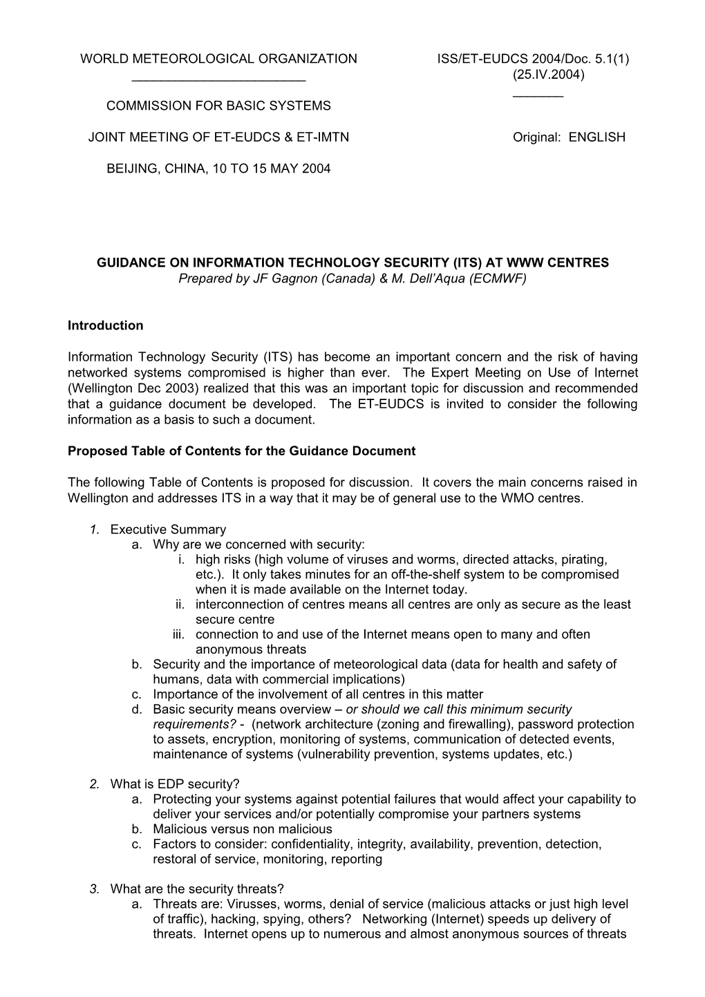 WORLD METEOROLOGICAL ORGANIZATIONISS/ET-EUDCS 2004/Doc.5.1(1)