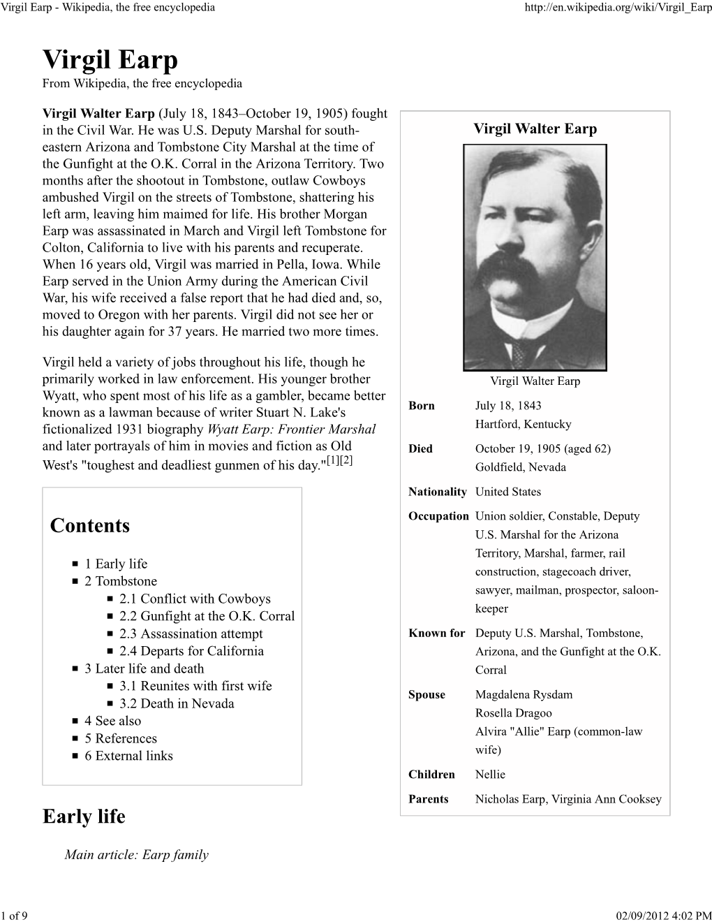 Virgil Earp - Wikipedia, the Free Encyclopedia