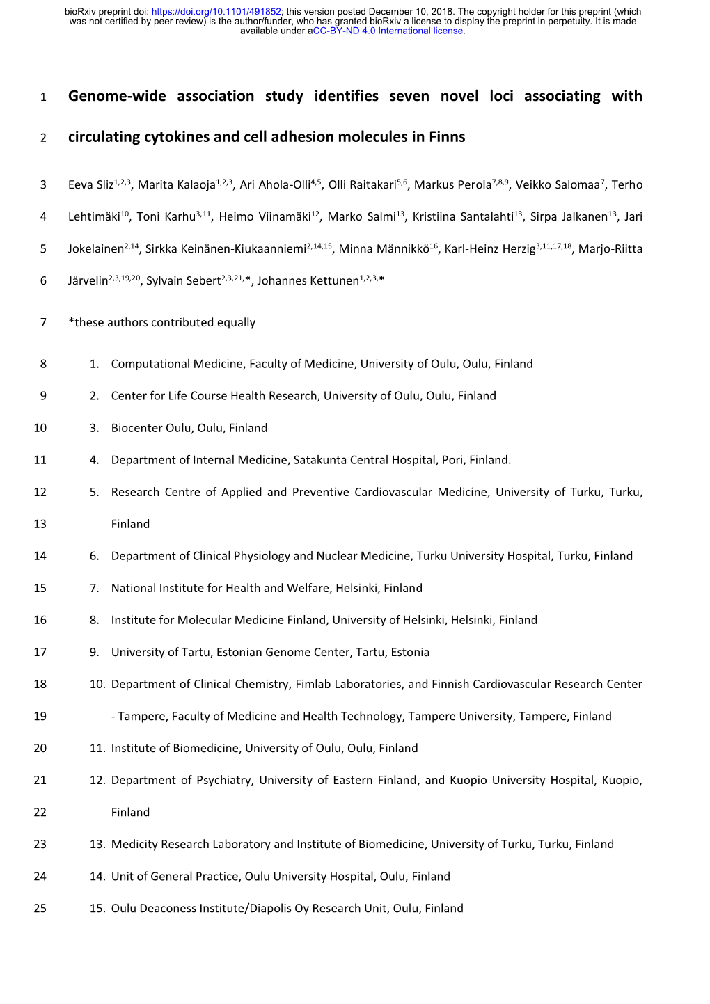 Genome-Wide Association Study Identifies Seven Novel Loci Associating With