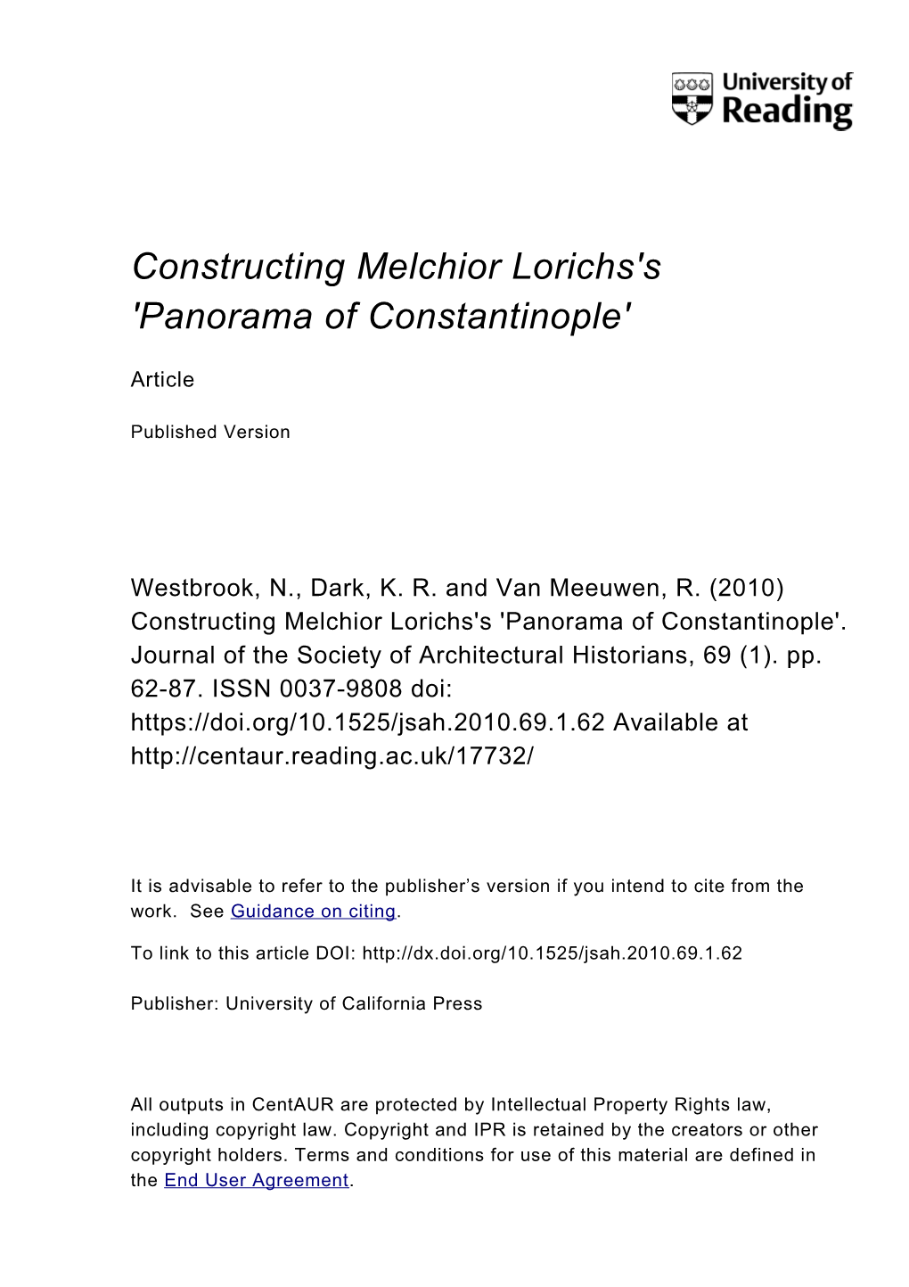 Constructing Melchior Lorichs's 'Panorama of Constantinople'