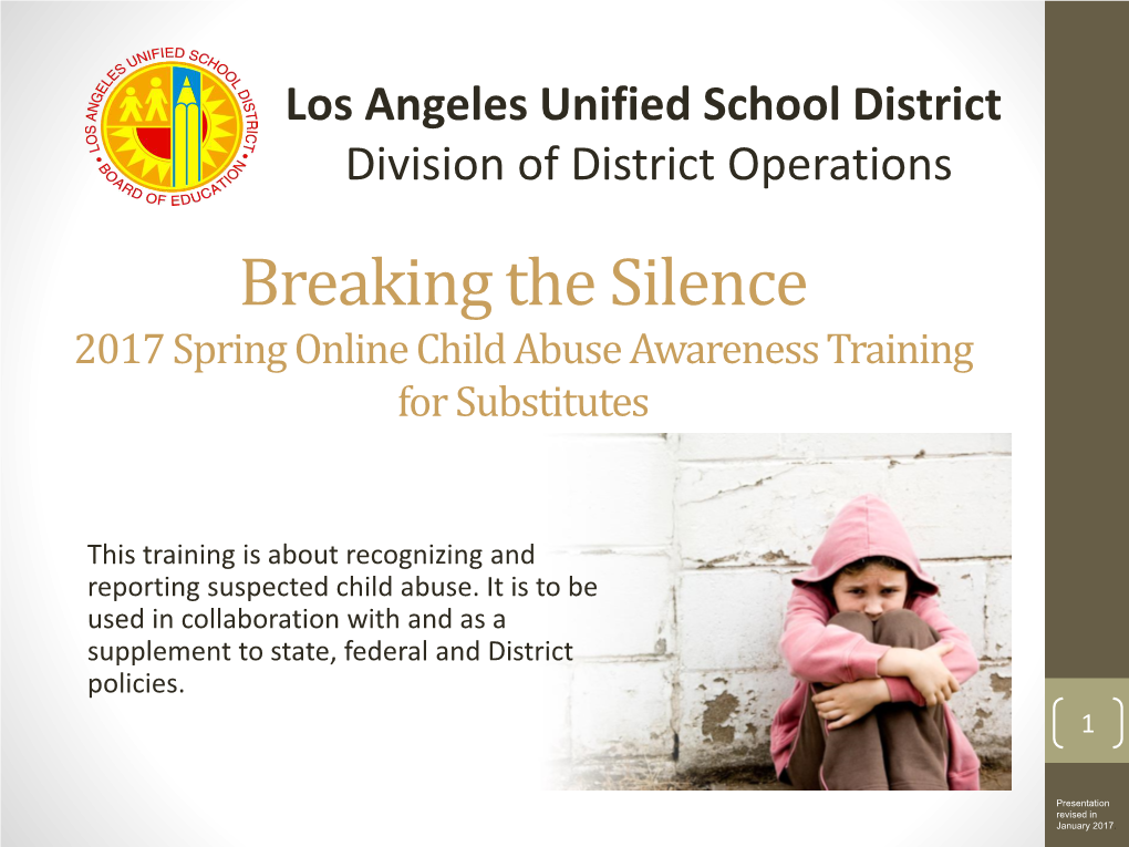 Los Angeles Unified School District Child Sexual Abuse Training