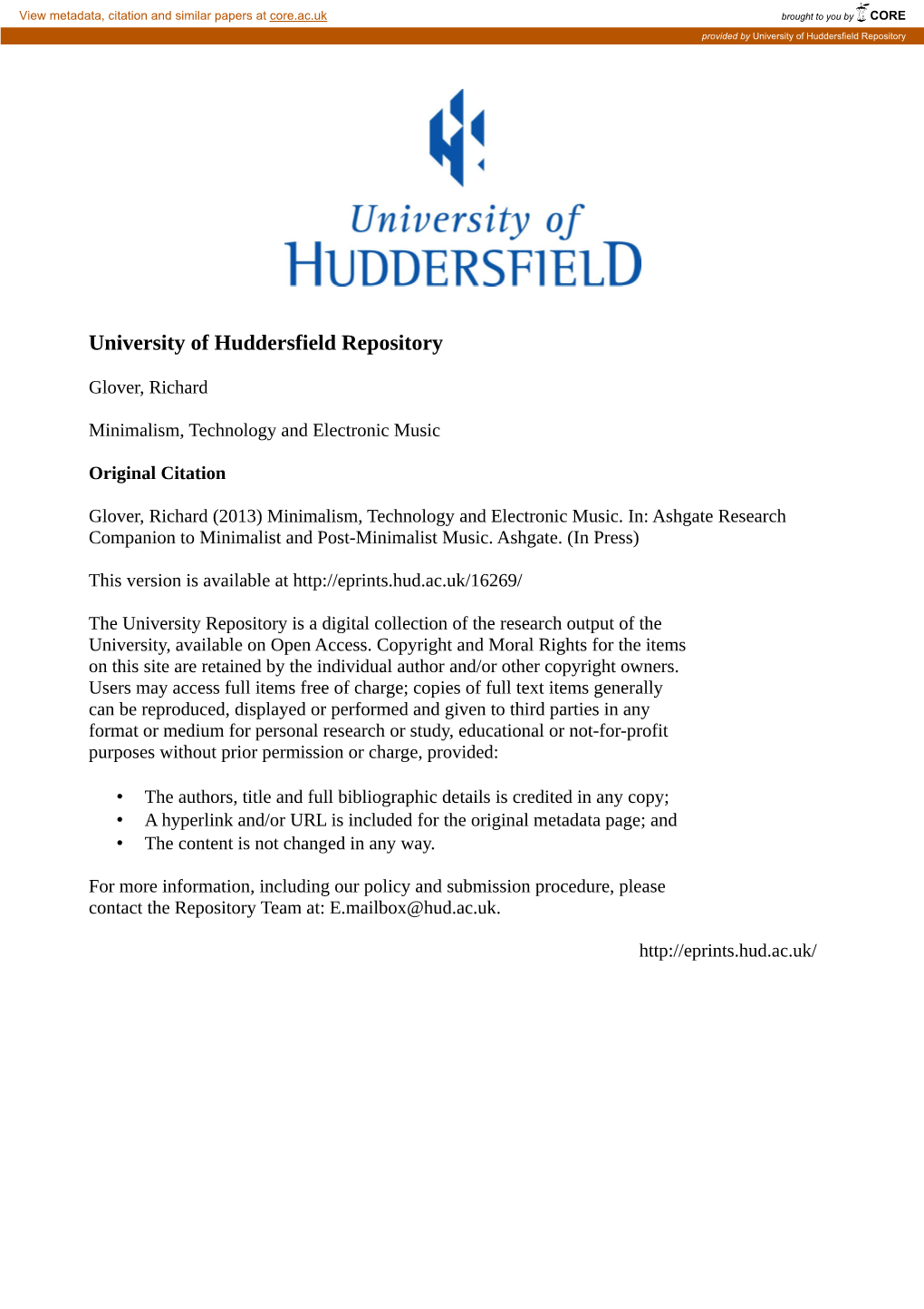 University of Huddersfield Repository