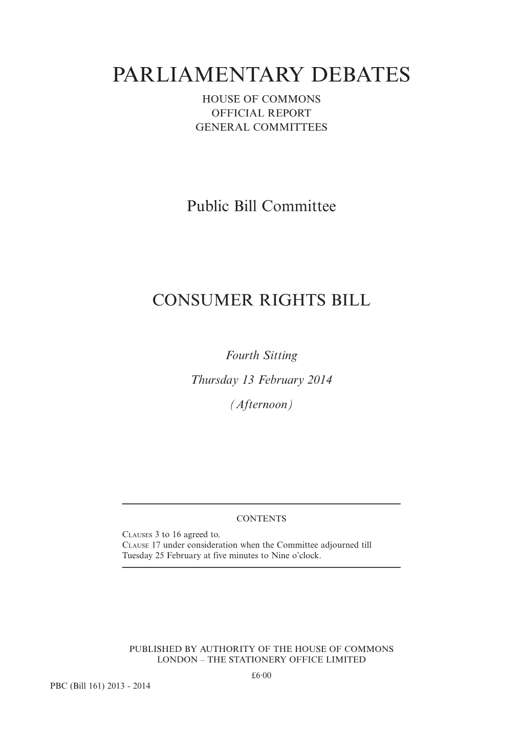 Parliamentary Debates House of Commons Official Report General Committees