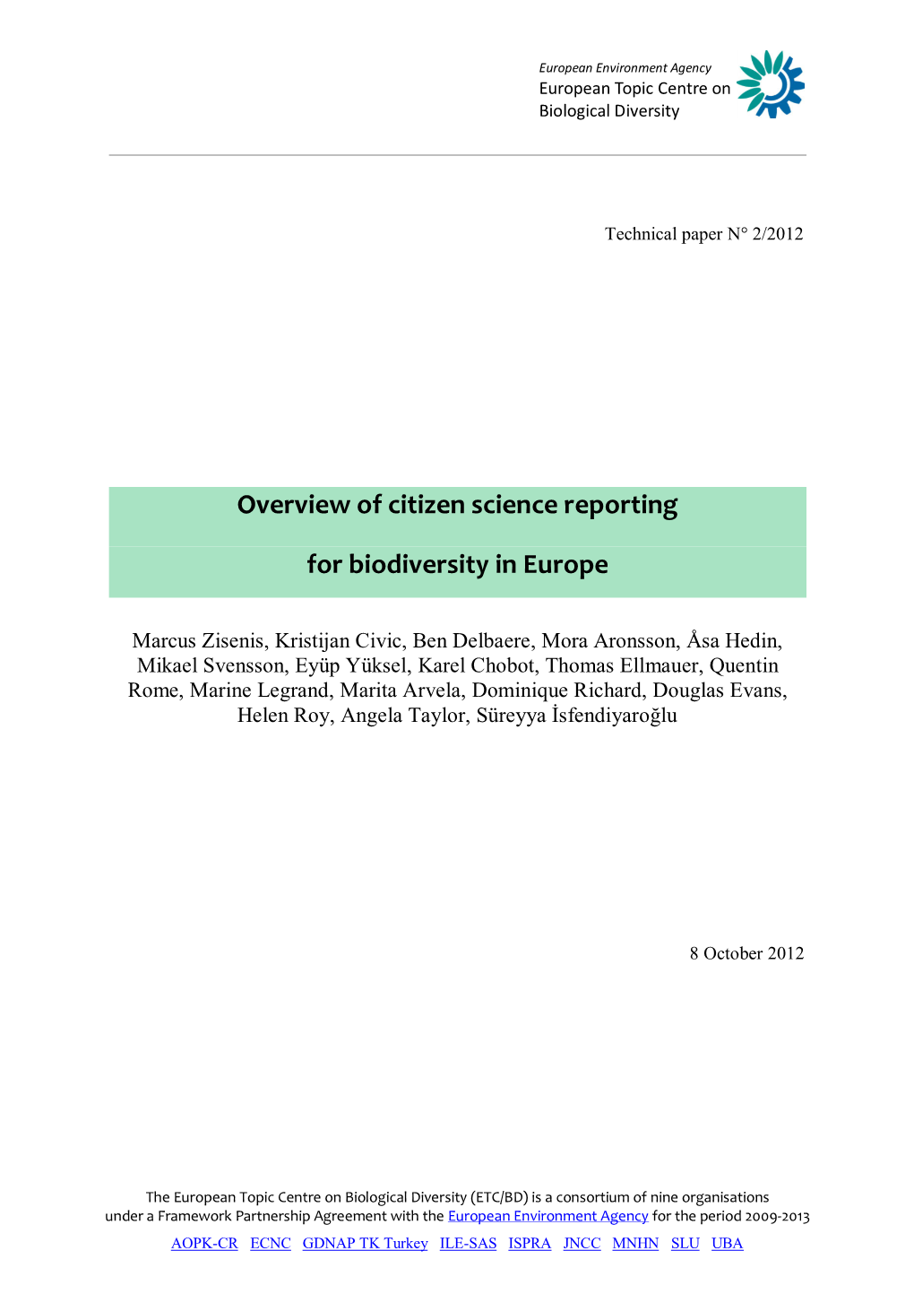 Overview of Citizen Science Reporting for Biodiversity in Europe