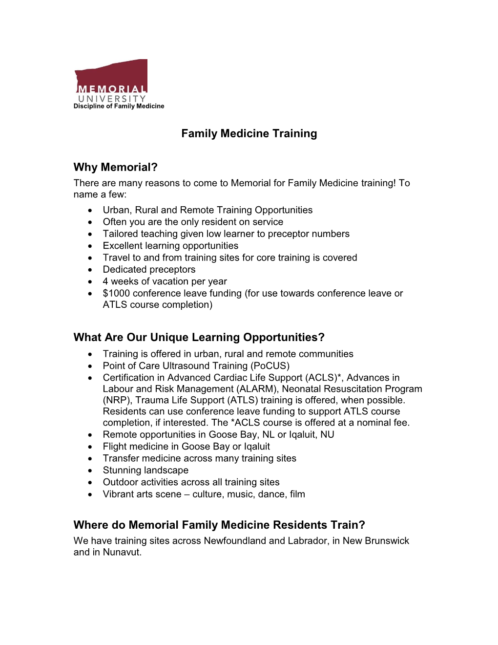 Why Family Medicine at Memorial University?